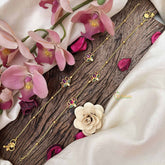 Vriksham Lotus Style Gold Drop Gold Look Alike Anklets-Red Green & White-G20695